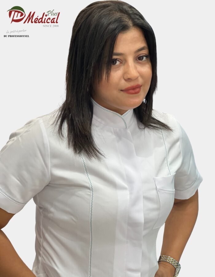 Blouse Femme Col Officier Manche Courte