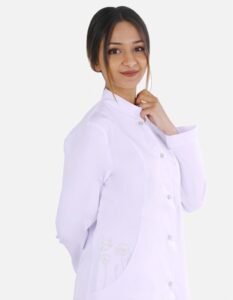 Blouse Femme Manche Longue Col Officier avec Broderie Fleurie